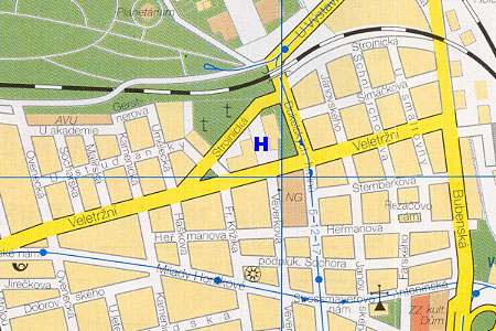 prague map with hotel Parkhotel Praha location