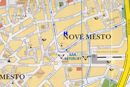 prague map with hotel Salvator location