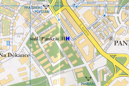 prague map with hotel Pankrac location