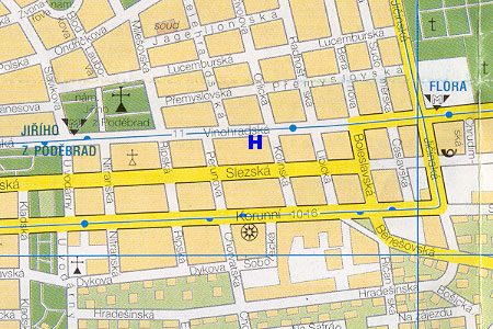 prague map with hotel Triska location