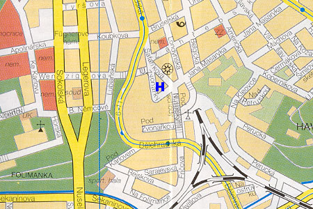 prague map with hotel Le Palais location
