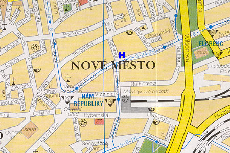 prague map with hotel Imperial location