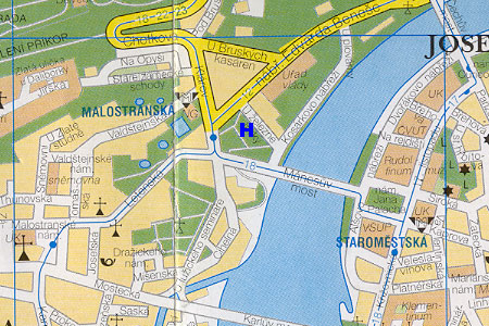 prague map with hotel Residence Trinidad location