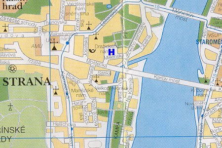 prague map with hotel Biskupsky Dum location
