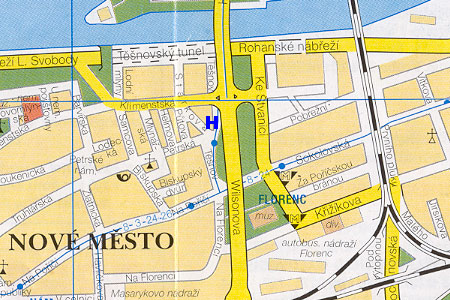 prague map with hotel Opera location