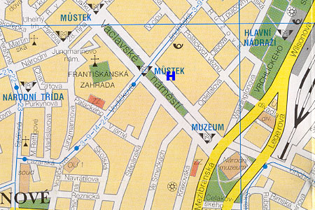 prague map with hotel Meran location