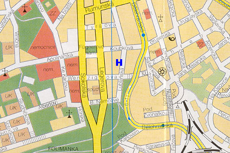 prague map with hotel Kettner location