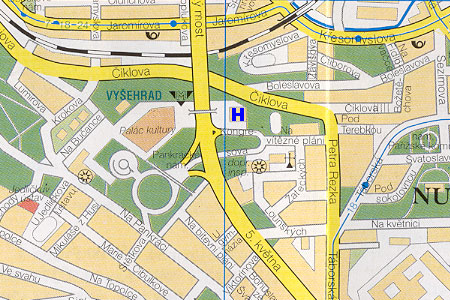 prague map with hotel Corinthia Towers location