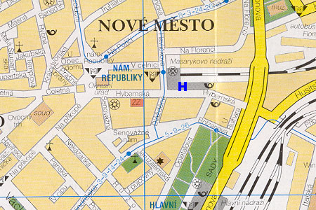 prague map with hotel City Inn location