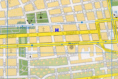 prague map with hotel Sieber location