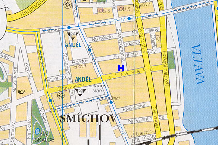 prague map with hotel Berlin location