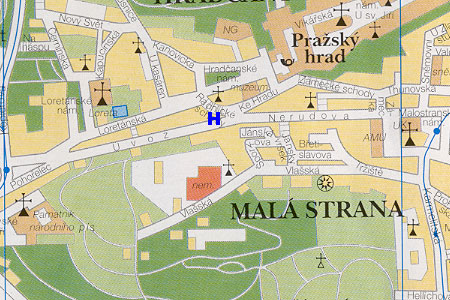 prague map with hotel U Krale Karla location