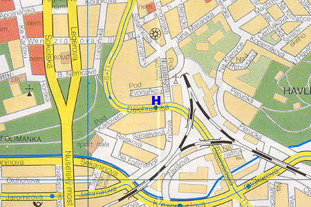 prague map with pension Krokodyl location