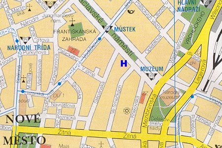 prague map with apartaments Aparmants Avalon location